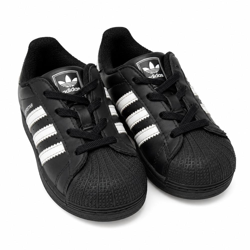 ADIDAS Superstar Classic Sneaker Toddler Sz 7 Black White 3-Stripe Shell Toe GUC
